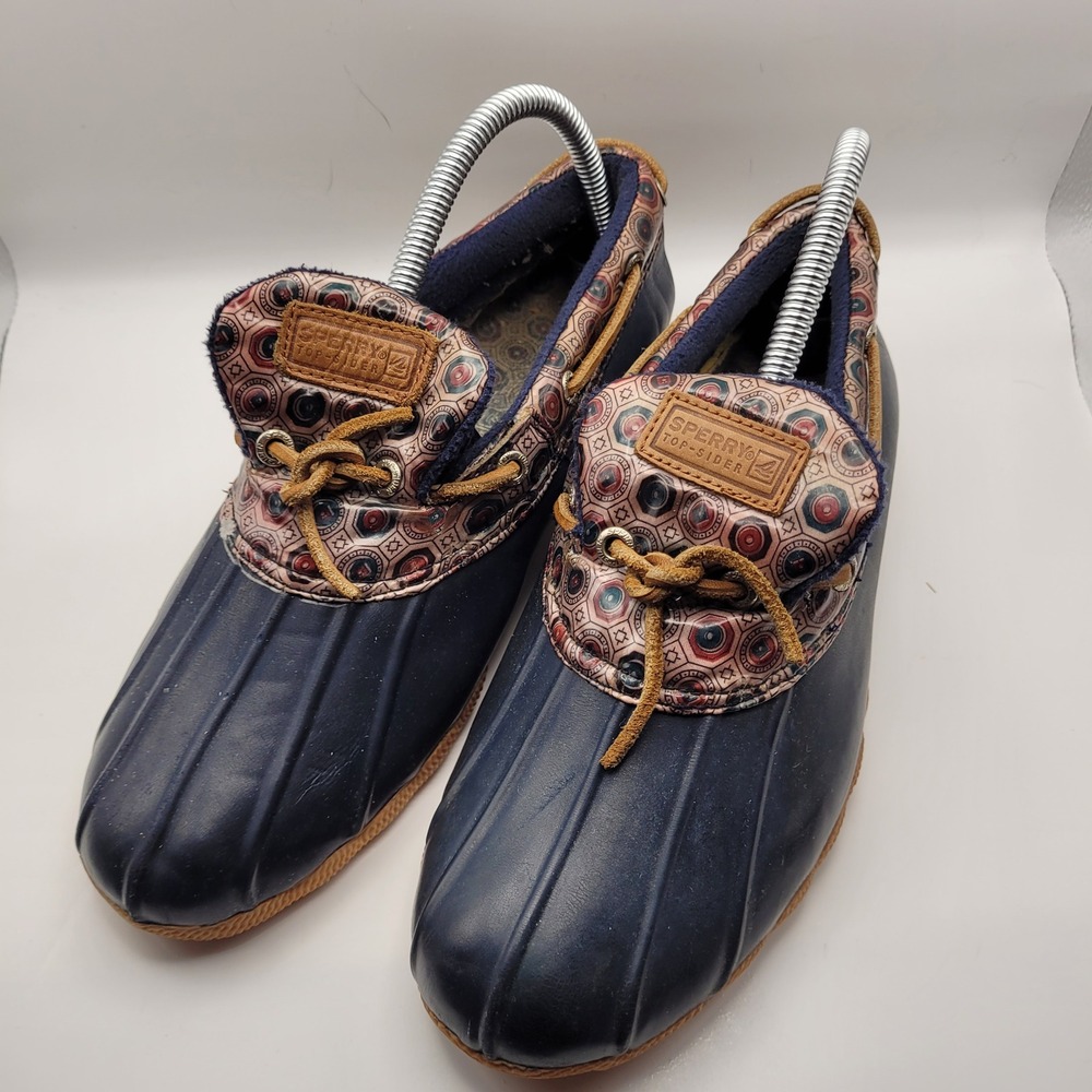 Sperry Top-Sider Womens Navy Blue Waterproof Rubber Duck Shoes E09-CH373 Size 8